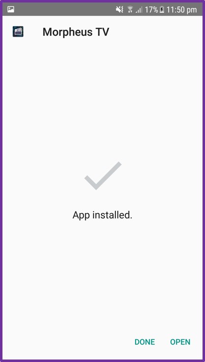 morpheus tv installation complete 