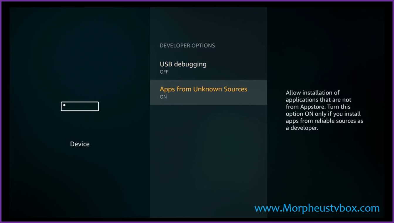 morpheus tv fire stick unknown sources